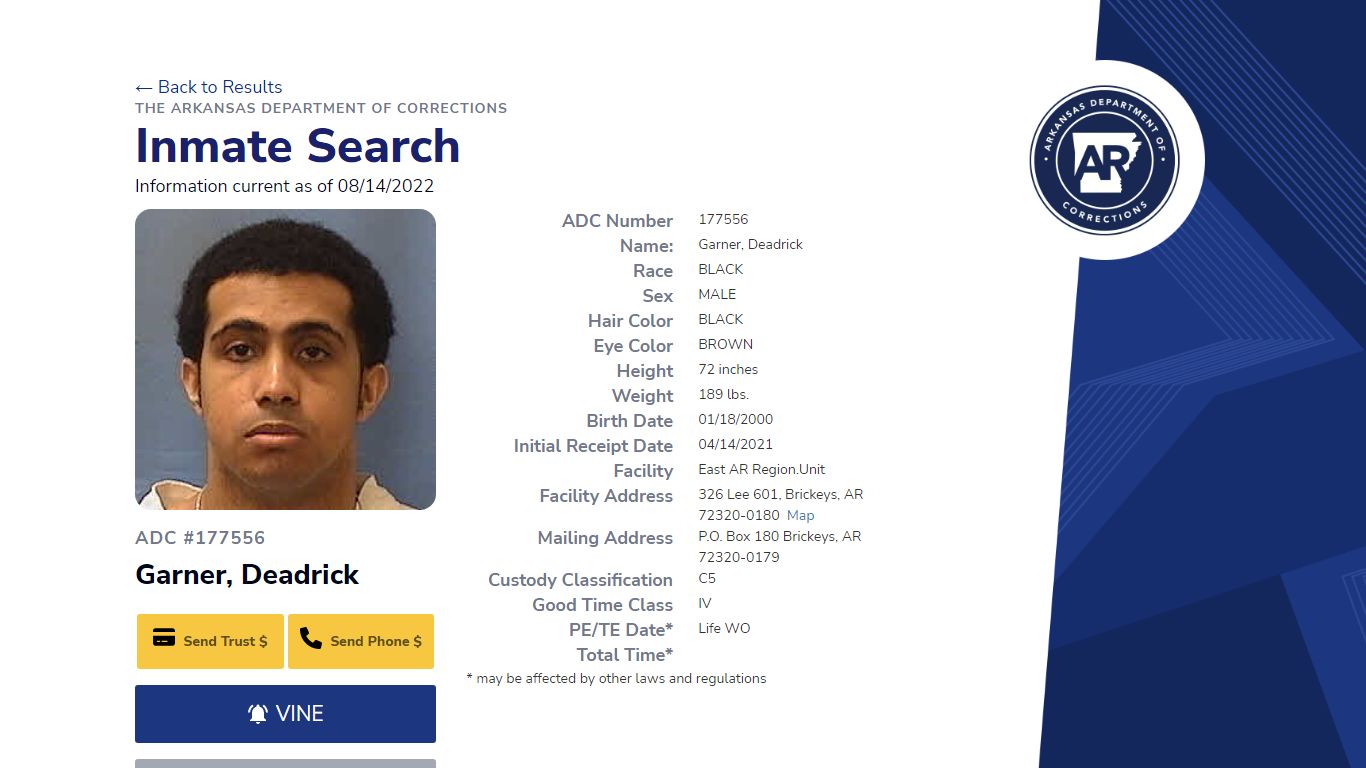 Inmate Search - Arkansas